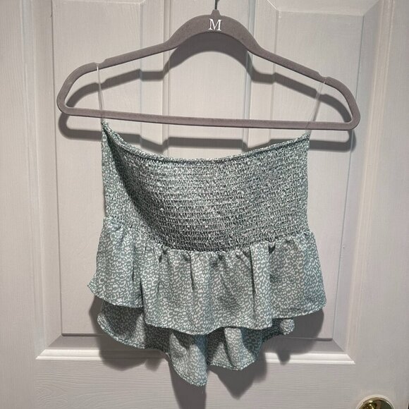 Endless Blu Green Cheetah Strapless Top - Size Large - Picture 1 of 2